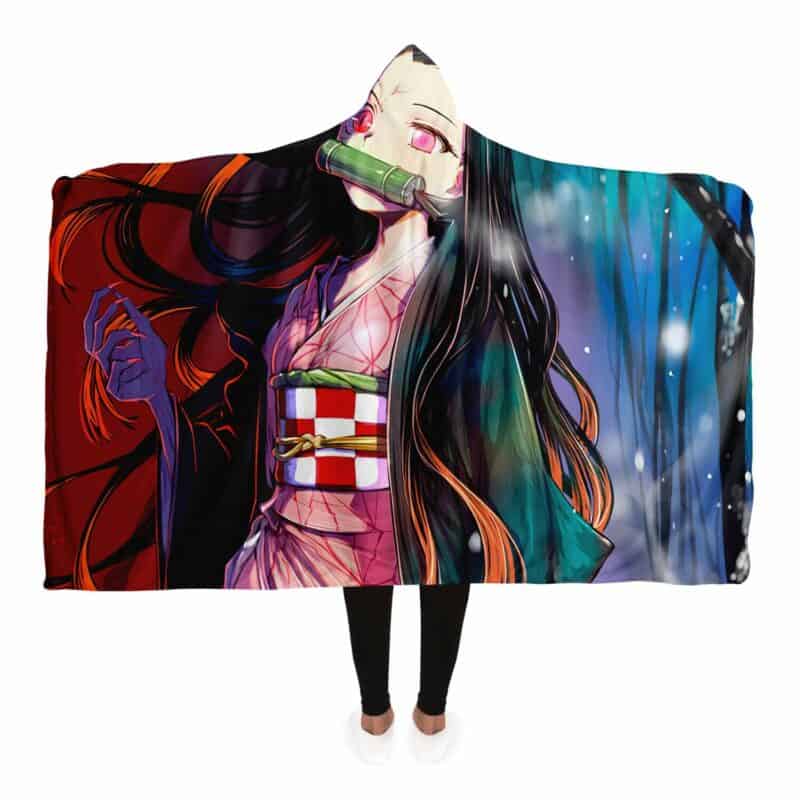 Demon Slayer Nezuko Kamado Lady Hooded Blanket 1 Kimetsu No Yaiba Merch