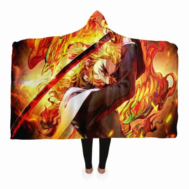 Demon Slayer Kyojuro Rengoku 3d Hooded Blanket New Design Kimetsu No Yaiba Merch
